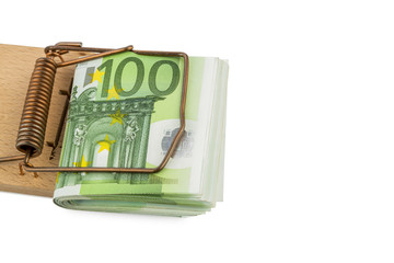 Euro-Geldscheine in Mausefalle