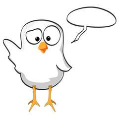 cartoon chicken wave white