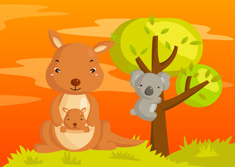 Obraz na płótnie Canvas Kangaroo and Koala
