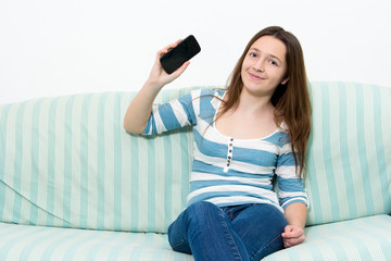 Brunette Girl using a Smartphone