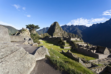 Early morning at Machu Picchu - lost Inca city in Peru 