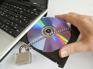 CD ROM locked to the CD drive of a labtop computer