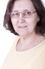 smiling senior woman with glasses
