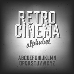 Old cinema styled alphabet. With textured background, vector, EP