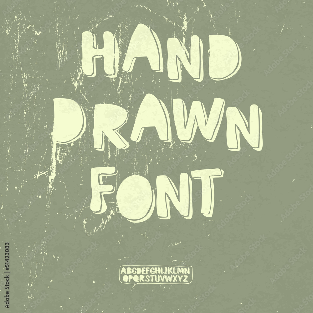 Aufkleber hand drawn font with shadow. vector