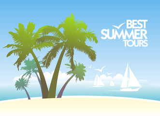 Best summer tours design template with white yachts. 