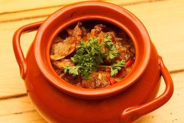 meat in the pot