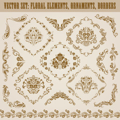 Set of vector damask ornaments.