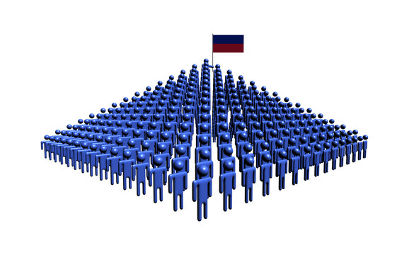 Pyramid of abstract people with Haiti flag illustration