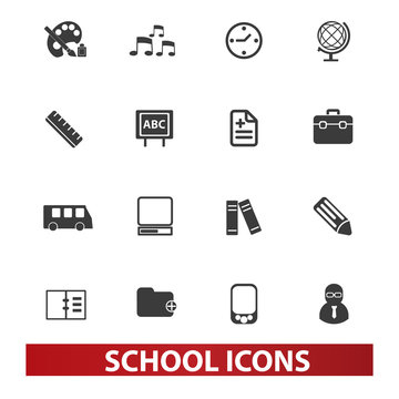 school icons set, vector