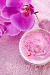 Obraz na płótnie Canvas pink homemade orchid wellness spa balm