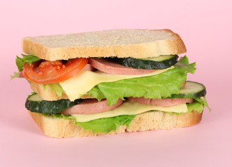 Sandwich on pink background