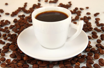 Cup of strong coffee isolated on white