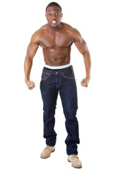 Angry black muscular man