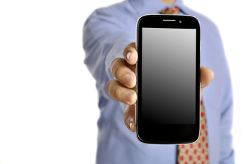 Business Man Holding Smartphone