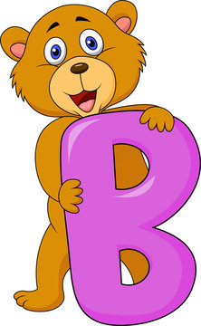 Alphabet B With Bear Cartoon