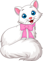 Cute white cat cartoon