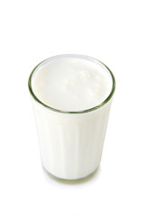 Cup of yogurt on a white background