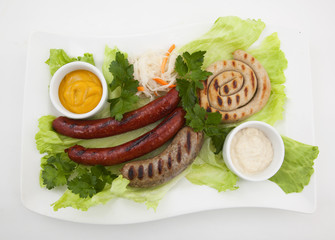 Grilled sausages