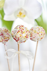Cake pops decorated with sprinkles