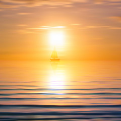 Abstract background with sea sunrise and yacht - 51428864