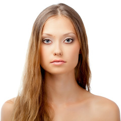 Fototapeta premium woman face portrait over white