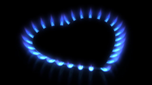 Animated blue gas flames