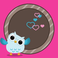 Cute owl frame with place for text