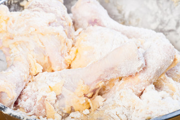 uncooked breaded chicken