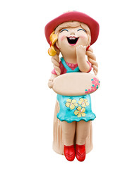 Happy Girl  statue isolated on white background