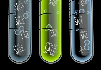 3d graphic of a medical sale icon  in three test glasses