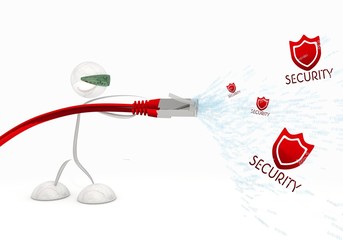 Illustration of a exclusive world icon coming from data cable