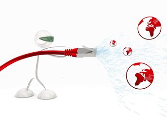 Illustration of a exclusive world icon coming from data cable