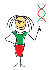 Woman and dna. Cute illustration.