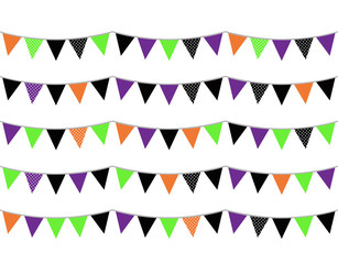 Halloween flags or bunting isolated on white