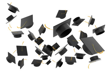 Fototapeta na wymiar Graduation hat on white background