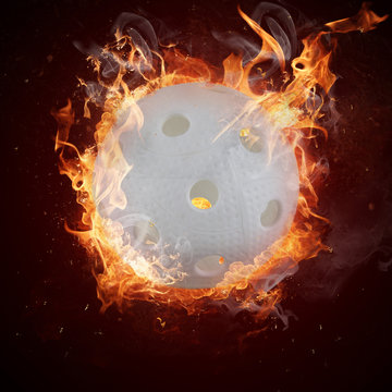 Hot florball in fires flame