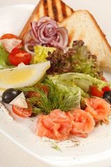 tasty appetizer with salmon