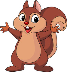 Squirrel cartoon waving hand