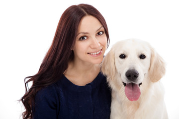 Beautiful young woman with a dog