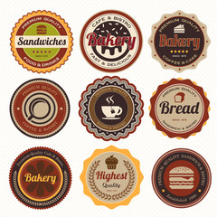 Set of vintage bakery badges and labels.