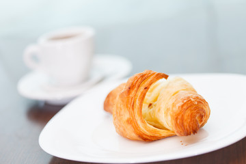 morning coffee with croissant