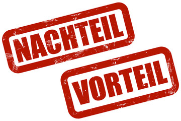 Grunge Stempel rot NACHTEIL - VORTEIL