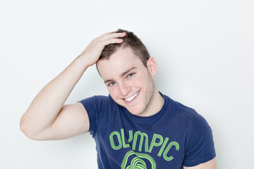 Handsome man smiling at camera