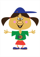 cartoon vector girl on white background