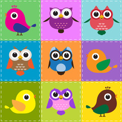 Vector set of cute birds
