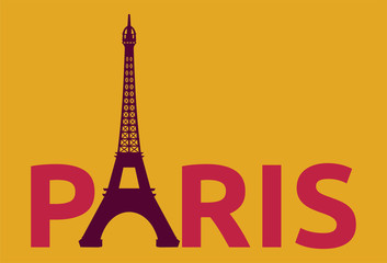 Fototapeta na wymiar Paris - Eiffel Tower retro card