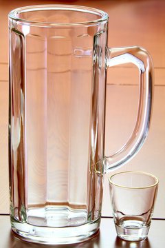 Beer mug and a glass
