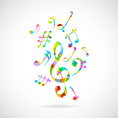 Plakat Colorful Musical Note Background