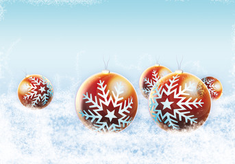 Christmas balls in snow - Boules de Noël dans la neige